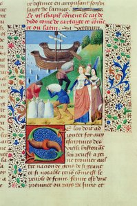 Dido die de Schat van Sychaeus inscheept, uit De Val van Prinsen, door Giovanni Boccaccio (1313-75) 1472