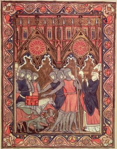 Abraham presenteert zijn gevangenen en zijn buit aan Melchizedek, uit het Psalter van St. Louis, c.1258-70
