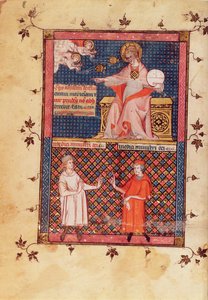 God die medicijnen creëert en kennis geeft aan de artsen, uit de Canon van de Geneeskunde door Avicenna (Ibn Sina) (980-1037) vertaald door Gerard de Cremone (1114-1187) ca. 1320