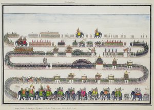 Muharram Ceremonie, Faizabad, 1772 uit Het Gentil Album, gepubliceerd in 1774 door French School