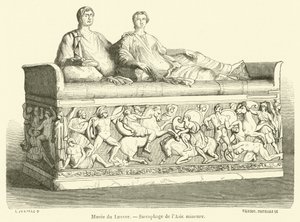 Louvre Museum, Sarcofaag van Klein-Azië (gravure) door French School