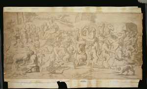 Mythologische Scene met Satyrs door French School
