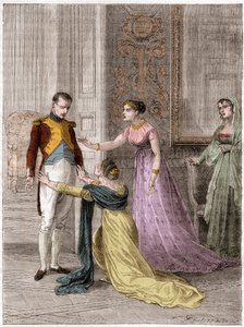 NAPOLEON Bonaparte (1769-1821), Keizer van Frankrijk, verleent Madame de Polignac gratie voor het leven van haar echtgenoot (Jules Armand (Jules-Armand), Prins de Polignac) door French School
