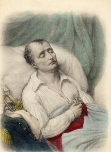 Napoleon I op zijn sterfbed met het Kruis van het Legioen van Eer op zijn hart, St. Helena, 1821