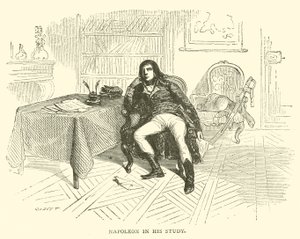 Napoleon in zijn studeerkamer (gravure) door French School