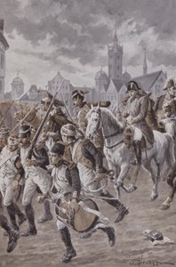 Napoleon met zijn leger (litho) door French School