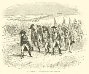 Napoleons leger steekt de woestijn over (gravure) door French School