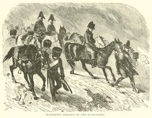 Napoleons afdaling van de Guadarama (gravure) door French School