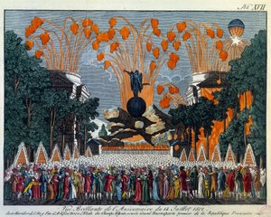 Nationale feestdag van 14 juli 1801 op de Champs Elysees, Parijs door French School