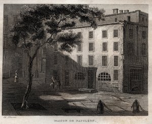 Geboortehuis van Napoleon Bonaparte in Ajaccio (Corsica) - Gravure uit 