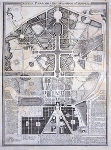 Nieuw Plan van de Stad, Kasteel en Tuinen van Versailles, 1714, uit Les Plans, Profils et Elevations des Villes et Chateau de Versailles, gepubliceerd ca. 1715 door French School
