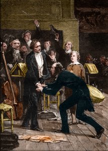 Niccolo Paganini en Hector Berlioz, na een fantastische uitvoering van een symfonie door French School