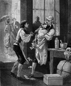Nicolas Louis Vauquelin, een Franse chemicus (1763 - 1829) werkte eerst in een apotheek. in "Histoire populaire des sciences, inventions et discoveries from the first centuries to the present day" door Bitard Adolphe 1880.