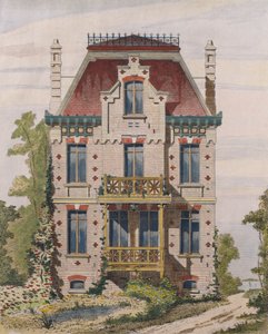 Normandische villa in Villers sur mer, Normandië, illustratie uit Le Moniteur des architectes, 1883
