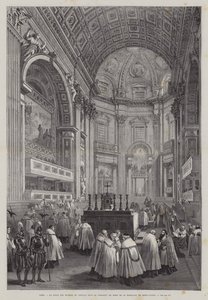 Noordtransept van de Sint-Pietersbasiliek, Vaticaanstad, Rome, Italië (gravure) door French School