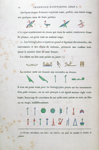 Aantekeningen over de kleuring van bepaalde hiërogliefen, uit Grammaire Egyptienne door Jean Francois Champollion (1790-1832) 1836 door French School