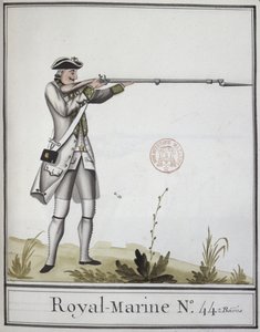 Officier van de Marine Royale met een bajonetgeweer, 1768
