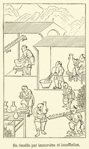 Men emaileert door onderdompeling en insufflatie (gravure) door French School