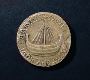 Een van de oudste overgebleven zegels van de stad Parijs, c.1210