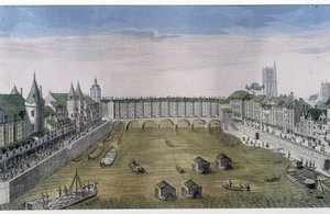 Optisch uitzicht op Parijs: Le Pont au change, ca. 1800, stad Parijs