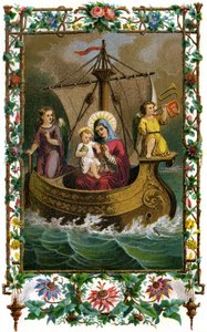 Onze-Lieve-Vrouw van Boulogne, Heilige Maagd Maria en Kind Jezus (Christus) in een boot op zee