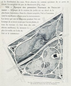 Parc du Montsouris: plan van de tuin in aanbouw door French School