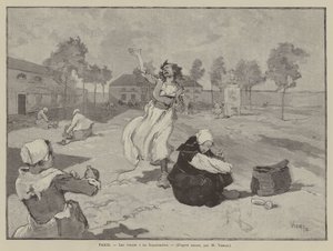 Parijs, Les folles a la Salpetriere (gravure) door French School