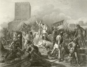 Parijs belegerd door de Noormannen, 885 door French School