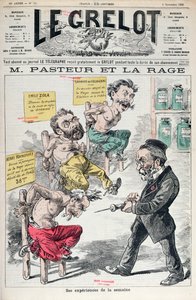 Pasteur en hondsdolheid, karikatuur van de experimenten van Louis Pasteur (1822-95) uit Le Grelot, 8 november 1885 door French School