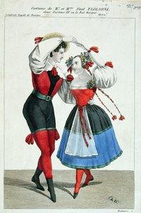 Paul Taglioni en zijn vrouw Anna Galster dansen in Gustave III, ca. 1830 door French School