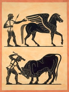 Pegasus, met Hercules die de stier doodt door French School