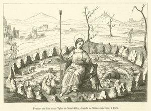 Schilderij op hout in de kerk van Saint-Mery, kapel van Sainte-Genevieve, in Parijs door French School