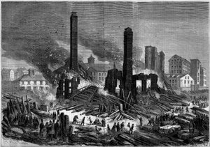 Brand in de Pemberton fabriek in Lawrence, Massachusetts, Verenigde Staten, 10 januari door French School