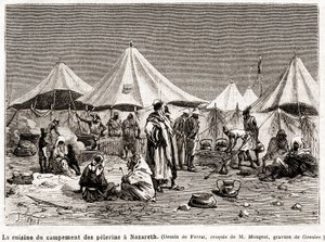 Boetedoening Pelgrimstocht naar de Heilige Plaatsen van 25 april tot 8 juni 1882 (gravure) door French School