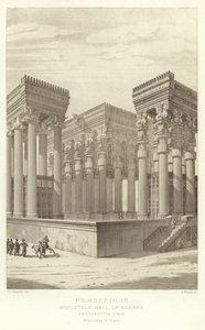 Persepolis, Hypostyle Hal van Xerxes, Perspectief, gerestaureerd door Ch Chipiez door French School