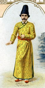 Perzische man. Uitgave de Parijse lithografie, eind 19e eeuw. Serie van 25 reclamechromos voor de Dijon fabriek van Biscuits Pernot, opgericht in 1869. Detail van de personages in traditionele kleding door French School