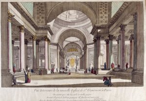 Perspectief van het interieur van de kerk van Sainte Geneviève in Parijs door French School
