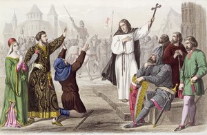 Peter de Kluizenaar (1050-1115) predikend tijdens de Eerste Kruistocht in 1095 door French School