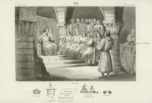 Filips V van Frankrijk en de Staten-Generaal verwerpen de aanspraak op de troon van Johanna II van Navarra, ca. 1317 door French School