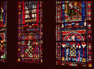 Pierre de Dreux (1190-1250) en zijn zoon Jean de Bretagne (1237-86) detail van een lancetvenster in het zuidelijke transept, c.1217-25