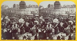 Place de la Bastille, de hambeurs, Parijs, stereoscopisch beeld, c.1860 door French School