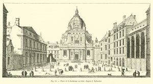 Place de la Sorbonne in 1650, naar I Sylvestre door French School