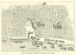 Plattegrond van de wijk van het stadhuis van 1675 tot 1778