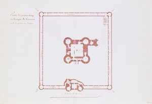 Plan voor de eerste verdieping van de Donjon in Vincennes, 1810 door French School