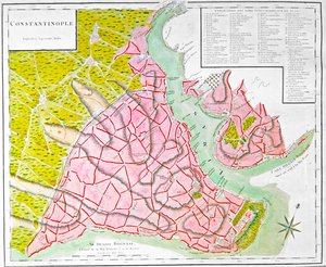 Plan van Constantinopel (handgekleurde gravure) door French School