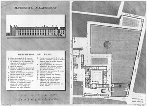 Plan van de Maternite Port-Royal, gegraveerd door Jacques Etienne Thierry (1750-1832) naar H. Bessat, 1811