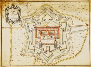 Plan van de citadel van Milaan door French School