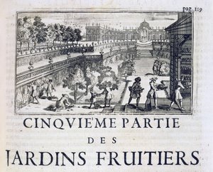 Fruitbomen planten, uit Le Parfait Jardinier, ou Instruction pour les Jardins Fruitiers et Potager, door Jean de la Quintinye, gepubliceerd 1695