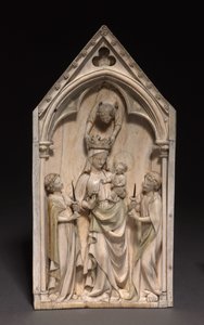 Plaquette: De Maagd en Kind met Engelen, Parijs, ca. 1320-1330 door French School