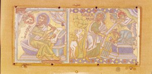 Plaquette met afbeelding van St. Marcus en het offer van Abraham door French School